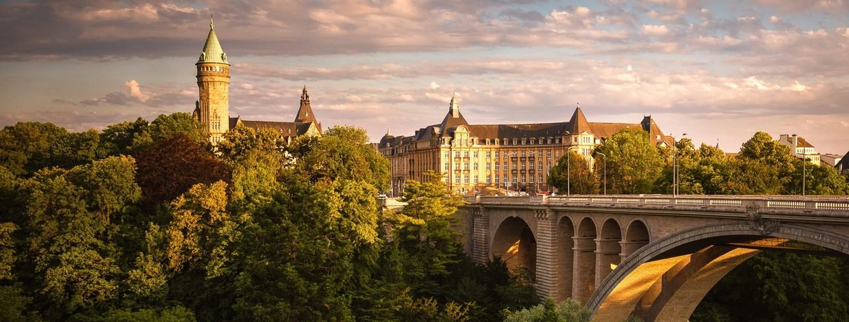 Panorama of Luxembourg City at dusk